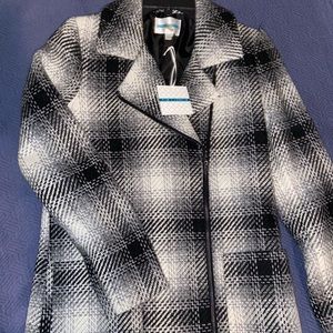 Black and cream wool coat